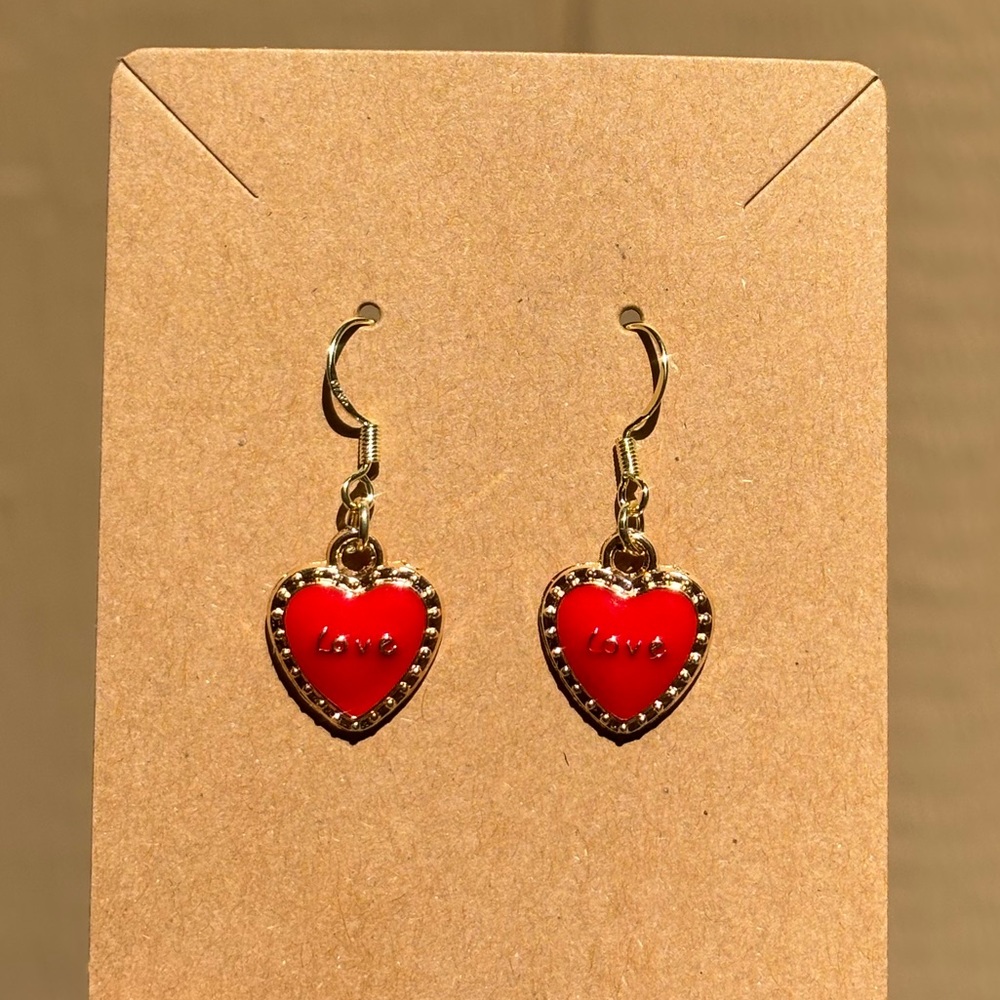 Gold 925 handmade heart earrings